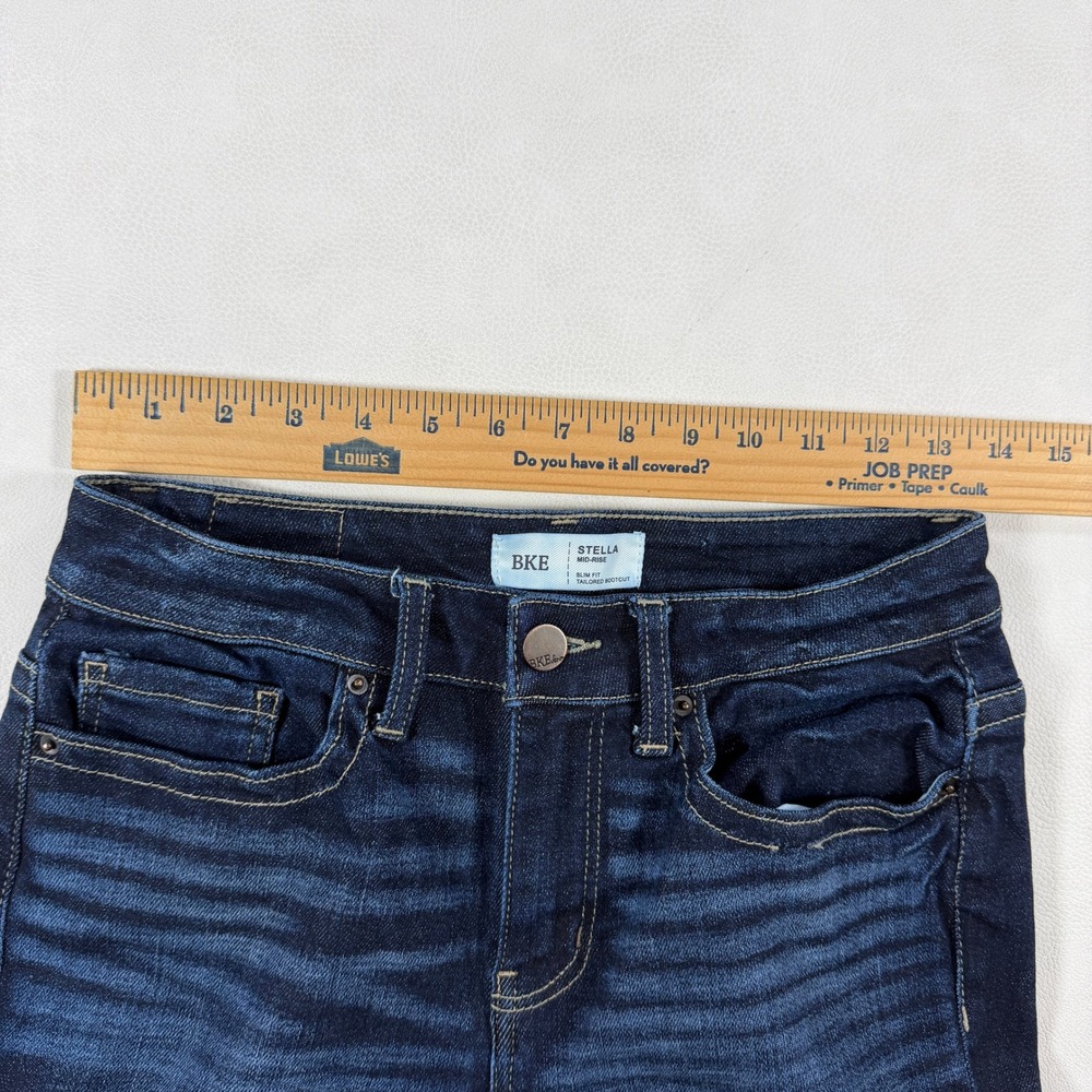 BKE Stella Mid Rise Slim Fit Tailored Bootcut 27x32.5 Womens Jeans Dark Wash - Picture 4 of 13